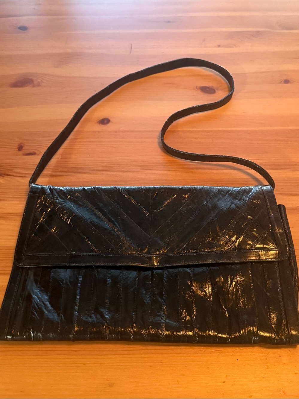 Vintage Eel Skin Shoulder Bag - Sleek Womens Unique Evening Purse
